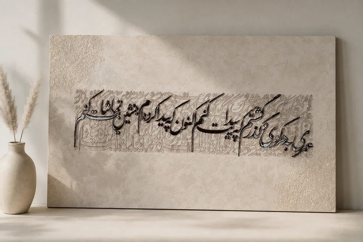 تابلو کالیگرافی برجسته «عمری به هر کوی و گذر»